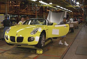 With DNREC’s new system, paperwork moves as smoothly as a new Pontiac Solstice moves down the General Motors assembly line. Photo provided by General Motors.